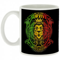 Mug blanc Only the strong survive (Animaux,Reggae)