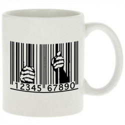 Mug blanc Code barre prison (Slogans engagés)