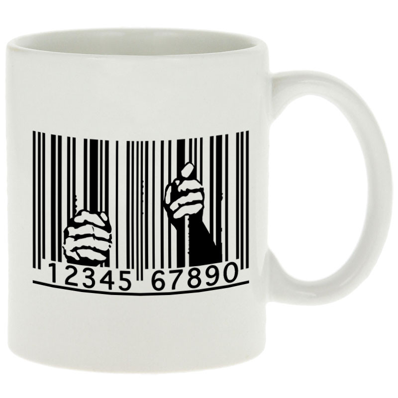 Mug blanc Code barre prison (Slogans engagés)