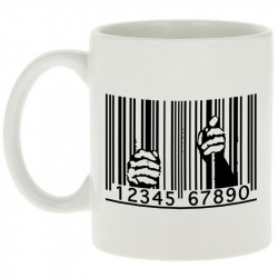Mug blanc Code barre prison (Slogans engagés)