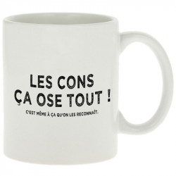 Mug blanc Les cons ça ose tout (Gondrax,Slogans Débiles,Films/Séries,Les Tontons Flingueurs)