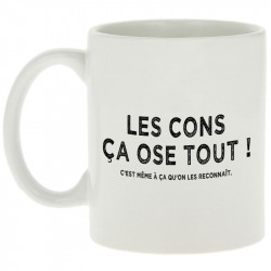 Mug blanc Les cons ça ose tout (Gondrax,Slogans Débiles,Films/Séries,Les Tontons Flingueurs)
