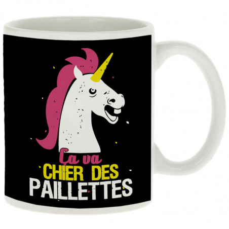 Mug blanc Ca va chier des paillettes (Animaux,Humour,Amazon,Zewa)