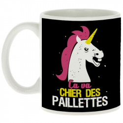 Mug blanc Ca va chier des paillettes (Animaux,Humour,Amazon,Zewa)