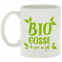 Mug blanc Bio gosse de père en fils (Zewa,Humour,Ecologie,Bébés)
