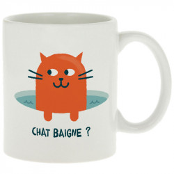 Mug blanc Chat baigne ? (Alex Kidd,Animaux,Humour,Chats)