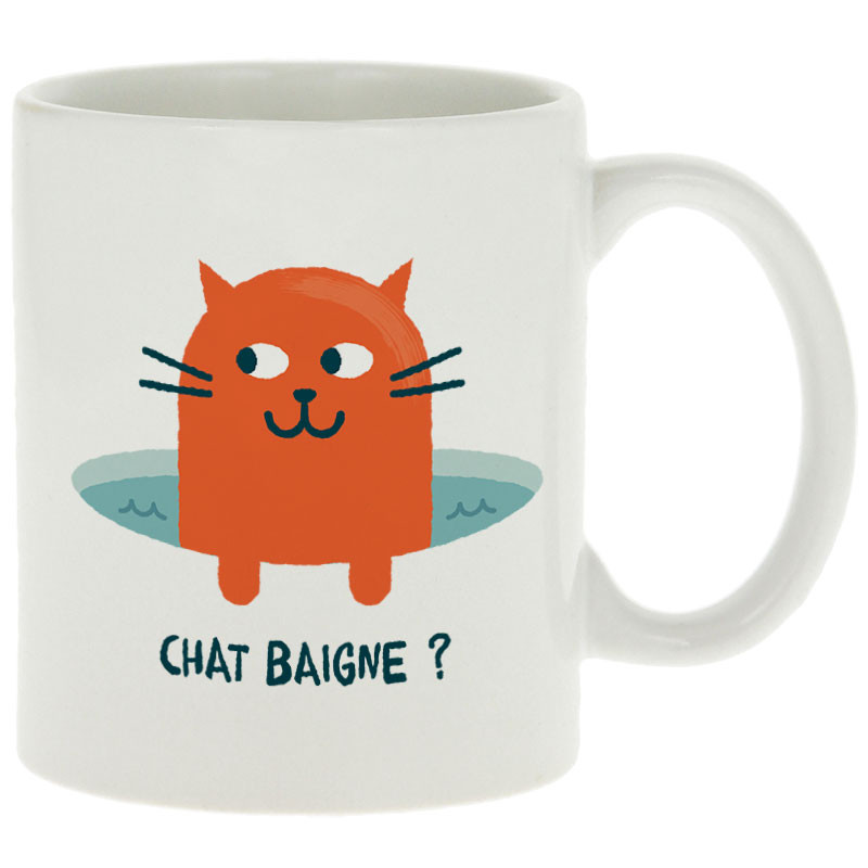 Mug blanc Chat baigne ? (Alex Kidd,Animaux,Humour,Chats)