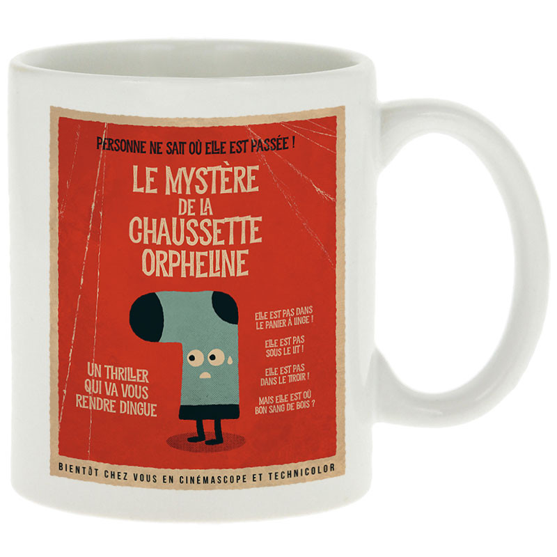 Mug blanc Le mystère de la chaussette (Alex Kidd,Humour)