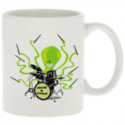 Mug blanc Poulpy Drum (Animaux,Humour,Ted Boundy)
