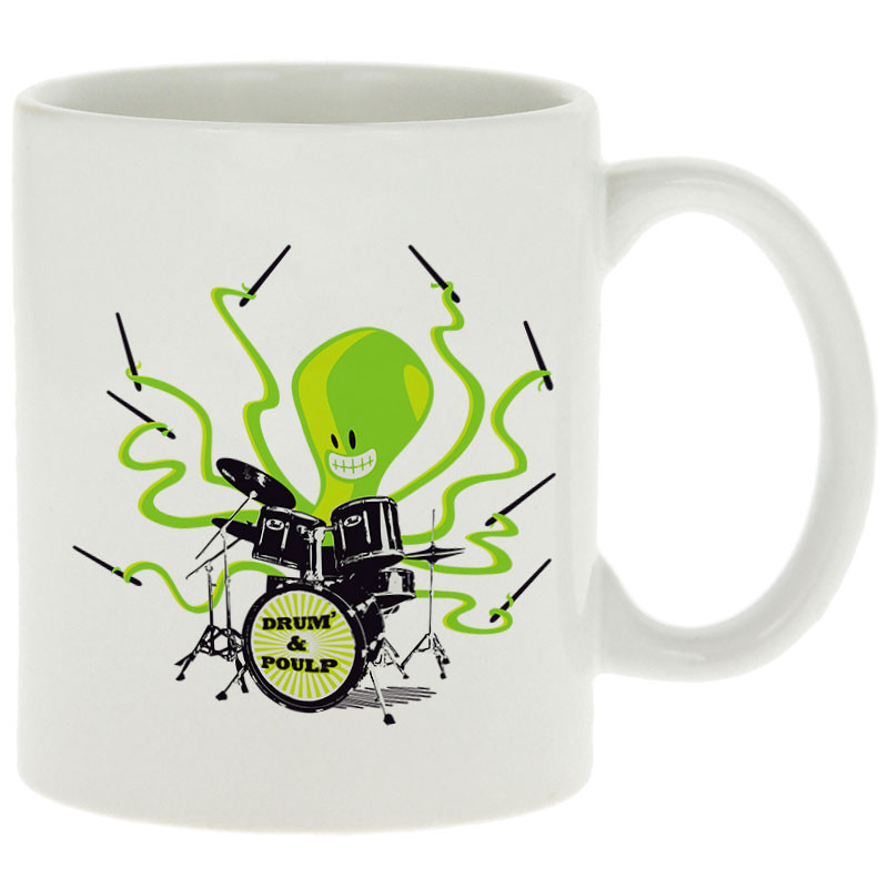 Mug blanc Poulpy Drum (Animaux,Humour,Ted Boundy)