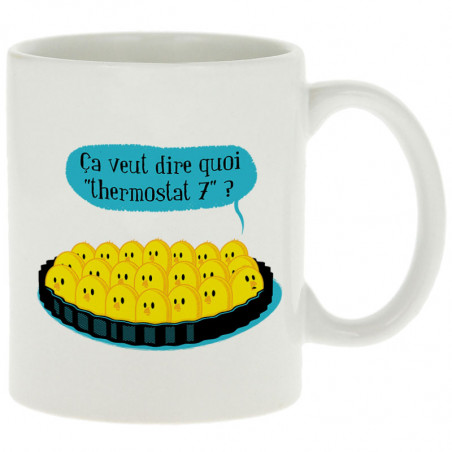 Mug blanc Ça veut dire quoi thermostat 7 (Ted Boundy,Animaux,Humour,Fruits & Légumes)