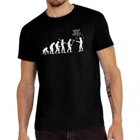 Tee-shirt homme noir Arrêtez de me suivre (Gondrax,Humour,Evolution)