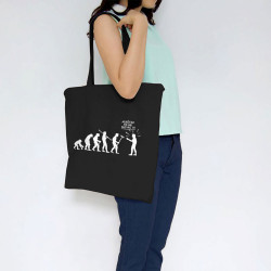 Sac shopping en toile noir Arrêtez de me suivre (Gondrax,Humour,Evolution)