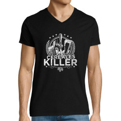 T-shirt homme col V noir Céréales Killer 2 (Gondrax,Alcool,Humour)