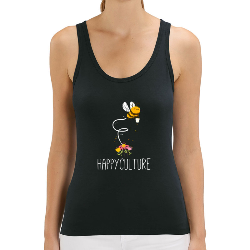Débardeur femme coton bio noir Happyculture (Andy,Animaux)