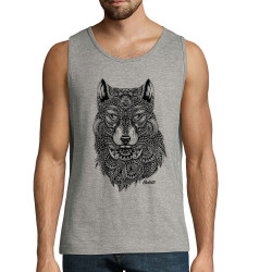 Débardeur homme gris chiné Bad River - The Wolf (Taïry Greene,Bad River,Animaux)