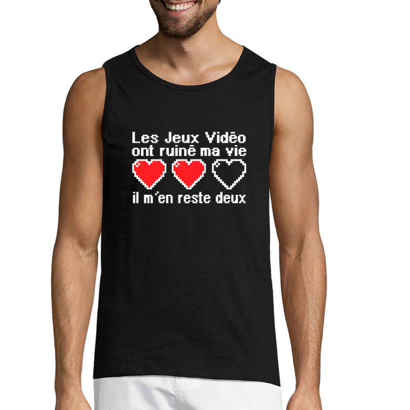 Débardeur homme noir Les jeux vidéo ont ruiné ma vie (Humour,Jeux Vidéo / Geek)