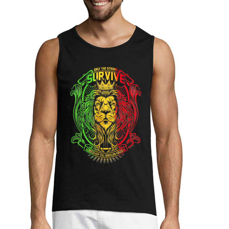 Débardeur homme noir Only the strong survive (Animaux,Reggae)
