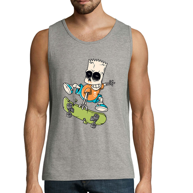 Débardeur homme gris chiné Simpskull Skate (Films/Séries,Skate)