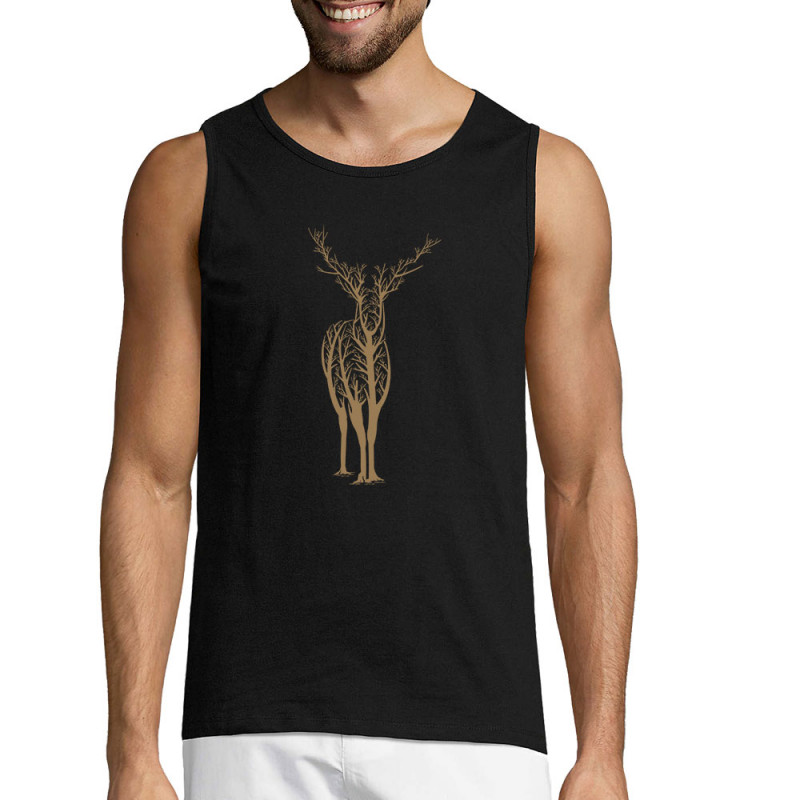 Débardeur homme noir Deer Trees (Caffein Art,Animaux)