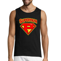 Débardeur homme noir Super Papa (Gondrax,Slogans Débiles,Humour,Fête des pères,Détournements,Papa Maman Papy Mamie)
