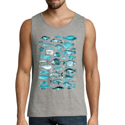 Débardeur homme gris chiné Fishtre (Gondrax,Les Bébêtes,Animaux)