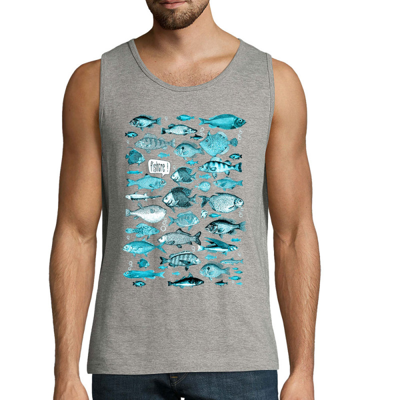 Débardeur homme gris chiné Fishtre (Gondrax,Les Bébêtes,Animaux)