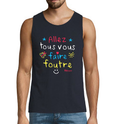 Débardeur homme bleu marine Allez tous vous faire foutre (Le Duc,Slogans Débiles)