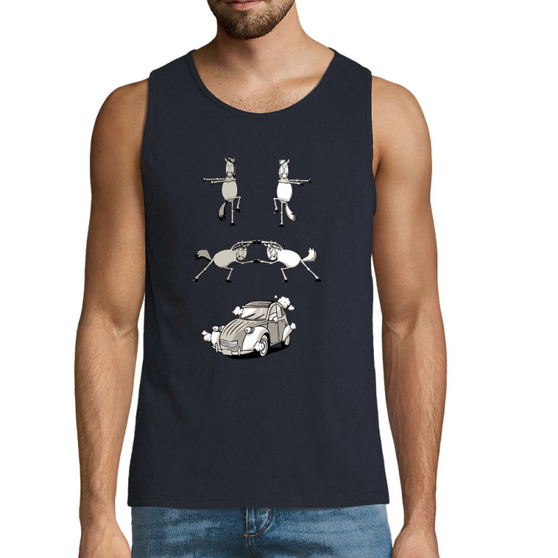 Débardeur homme bleu marine 2cv Fusion (Mr Mouton,Animaux,Humour)