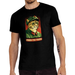 Tee-shirt homme noir Miaou Tse Toung (Animaux,Humour,Chats)