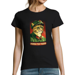T-shirt femme noir Miaou Tse Toung (Animaux,Humour,Chats)