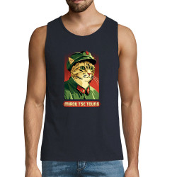 Débardeur homme bleu marine Miaou Tse Toung (Animaux,Humour,Chats)