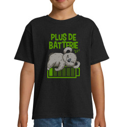T-shirt enfant noir Plus de batterie koala (Animaux,Humour,Manga Kawaï japan,Bébés,Paresse)