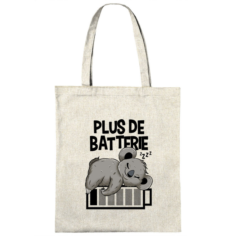 Sac shopping en toile naturel Plus de batterie koala (Animaux,Humour,Manga Kawaï japan,Bébés,Paresse)