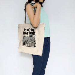 Sac shopping en toile naturel Plus de batterie koala (Animaux,Humour,Manga Kawaï japan,Bébés,Paresse)