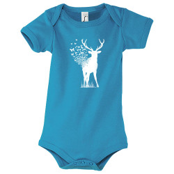 Body bébé bleu azur Deer Butterfly (Caffein Art,Animaux,Ethnique)