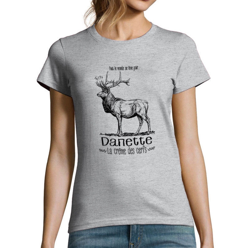 T-shirt femme gris chiné La crème des cerfs (Gondrax,Les Bébêtes,Animaux)