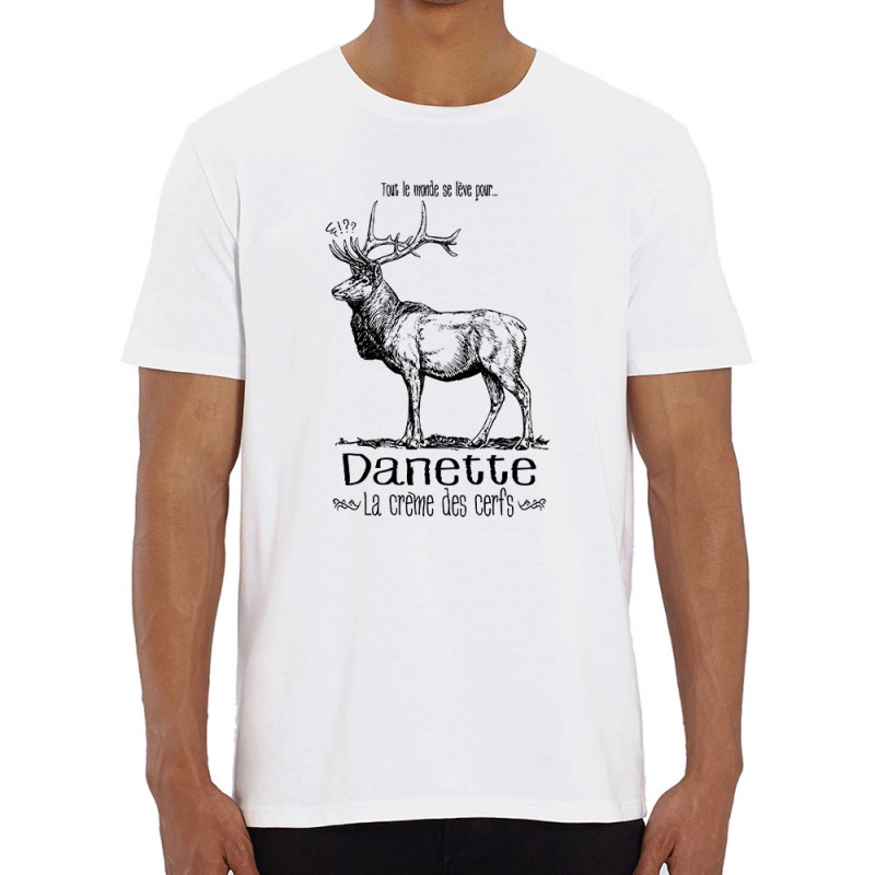 T-shirt homme coton bio blanc La crème des cerfs (Gondrax,Les Bébêtes,Animaux)