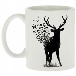 Mug blanc Deer Butterfly (Caffein Art,Animaux,Ethnique)