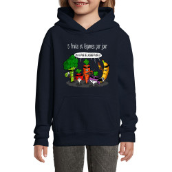 Sweat enfant à capuche bleu marine 5 fruits et légumes par jour (Gondrax,Fruits & Légumes,Humour)