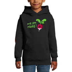 Sweat enfant à capuche noir Are You Radis (Ted Boundy,Fruits & Légumes,Humour)