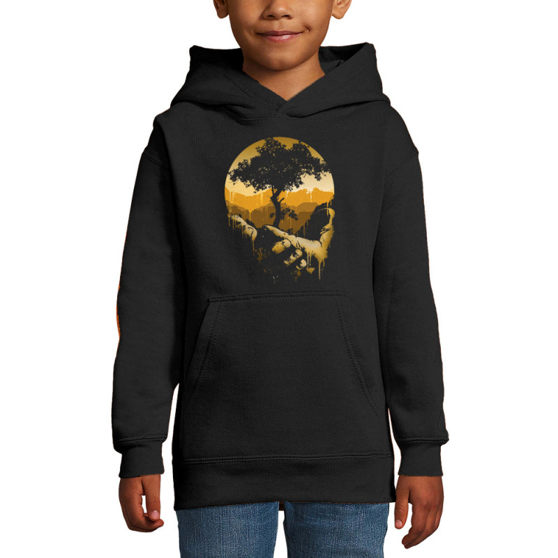 Sweat enfant à capuche noir Aide la nature (Ecologie,Amazon)
