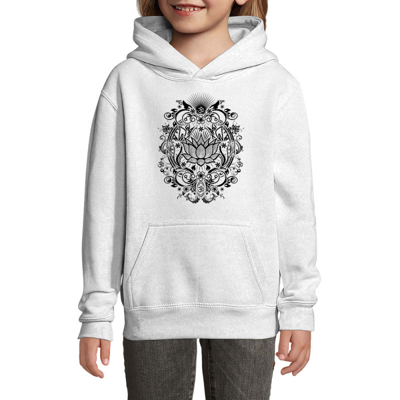 Sweat enfant à capuche blanc Lotus Blossom (Gondrax,Ethnique)