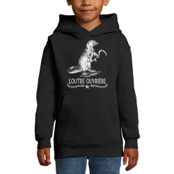 Sweat enfant à capuche noir Loutre Ouvrière (Gondrax,Les Bébêtes,Animaux,Humour)