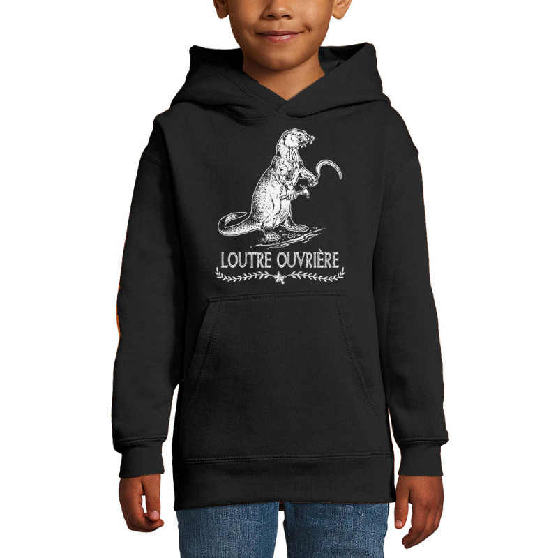 Sweat enfant à capuche noir Loutre Ouvrière (Gondrax,Les Bébêtes,Animaux,Humour)