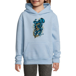 Sweat enfant à capuche bleu ciel Santa Muerte - Octopus Skull (Santa Muerte,Têtes de morts,Animaux)