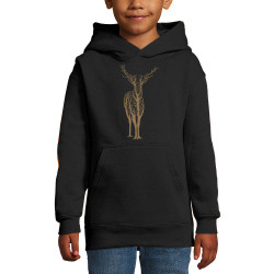 Sweat enfant à capuche noir Deer Trees (Caffein Art,Animaux)