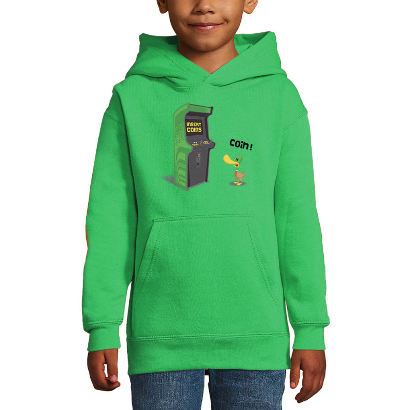 Sweat enfant à capuche vert prairie Insert Coins (Ted Boundy,Animaux,Humour,Jeux Vidéo / Geek)