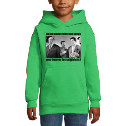 Sweat enfant à capuche vert prairie Tontons Flingueurs Beurrer les sandwichs (Films/Séries,Les Tontons Flingueurs)