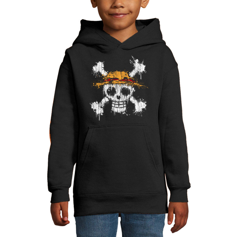 Sweat enfant à capuche noir One Skull (Le Duc,Têtes de morts,Jeux Vidéo / Geek,Manga Kawaï japan,Détournements)